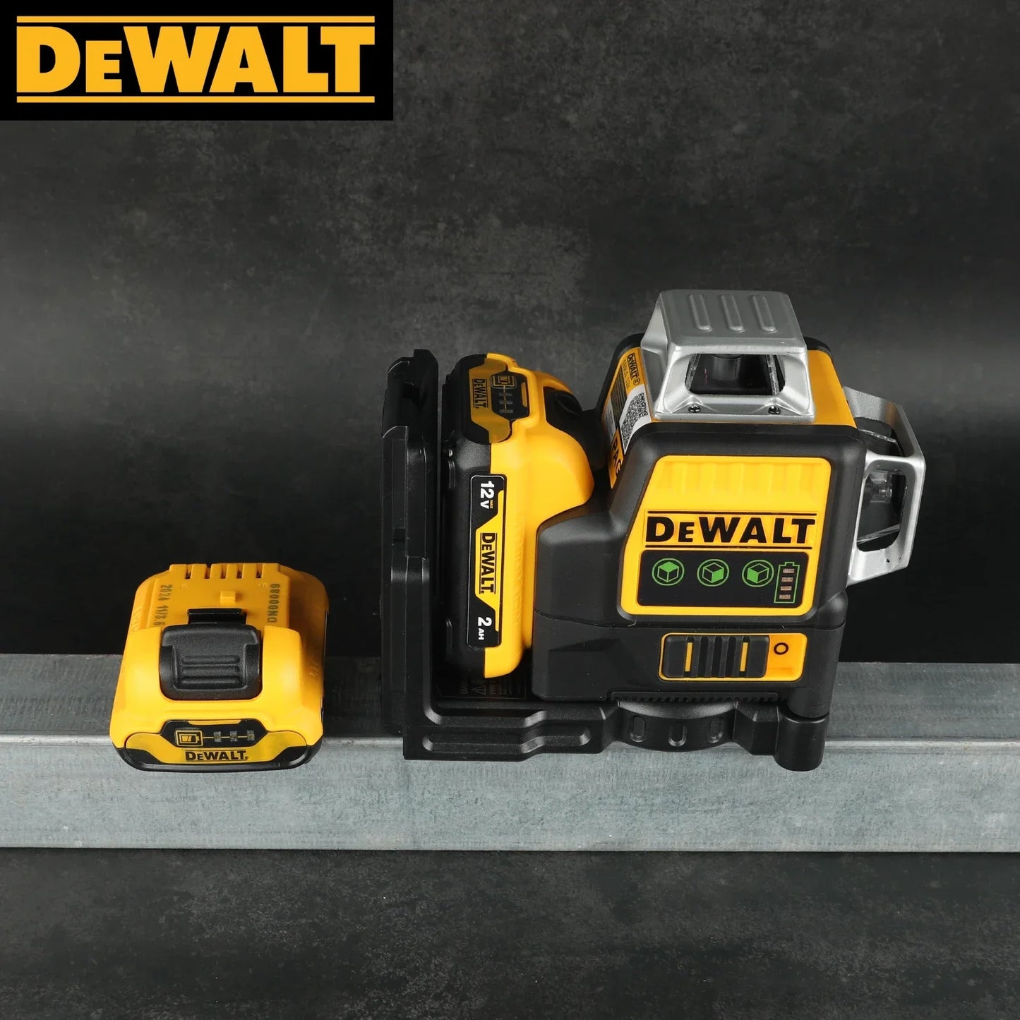 DW089LG 12-Line 3x360° Green Laser Level – 12V Lithium Battery Outdoor Leveling