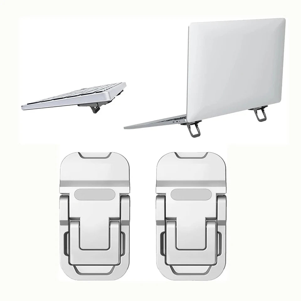 Portable Zinc Alloy Laptop Stand – Foldable, 2 Adjustable Angles, for MacBook & Notebooks