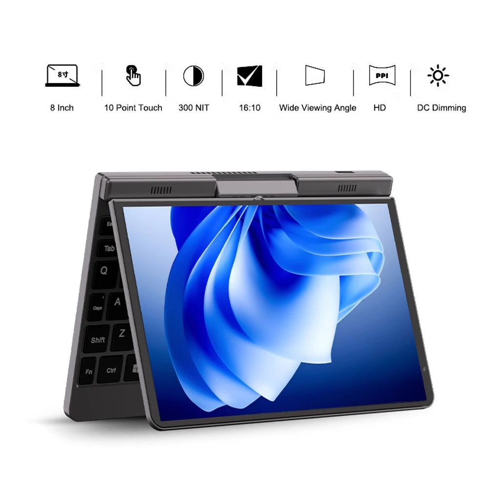 CRELANDER P8 8" 2-in-1 Mini Laptop | Intel N150 | 12GB DDR5 | Touch Screen | WiFi 6 | Win 11 | Pocket PC