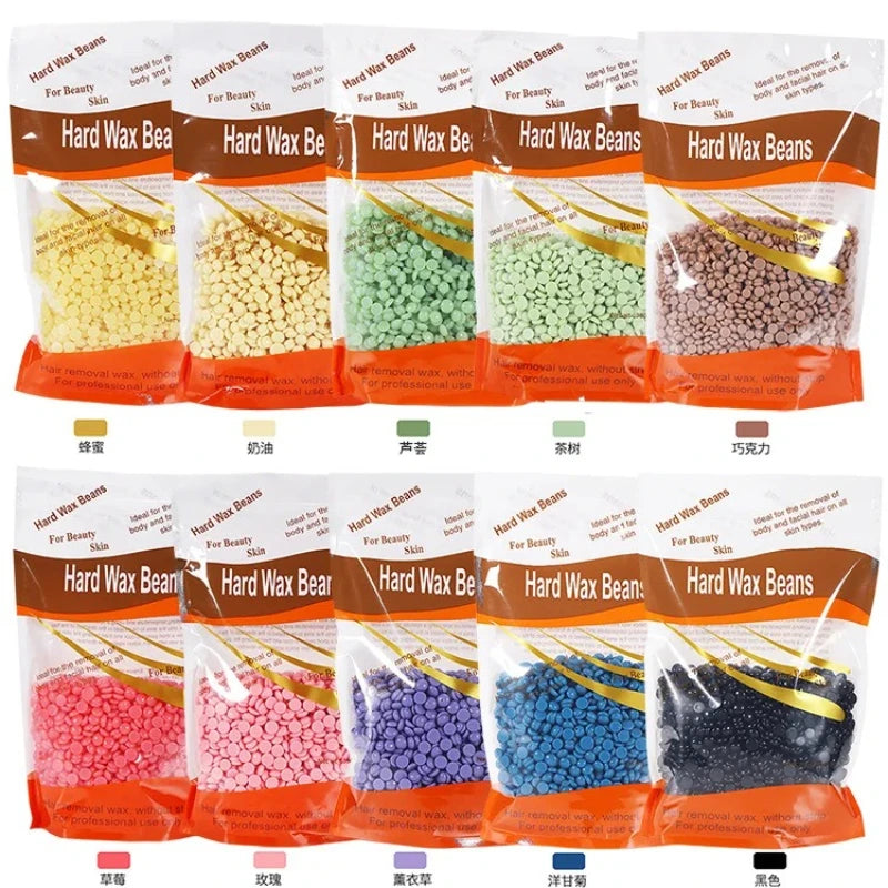 R.E.D. Shopping hard wax beans for hair removal in 500g, 200g, and 50g sizes, professional waxing product for smooth skin.