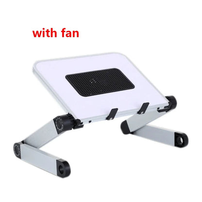 Adjustable Folding Laptop Desk for Bed – Portable Notebook Stand with Cooling Fan