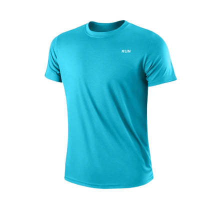 Men's quick dry sport T-shirt by R.E.D. Shopping, moisture-wicking gym and running top, lightweight activewear for exercise.