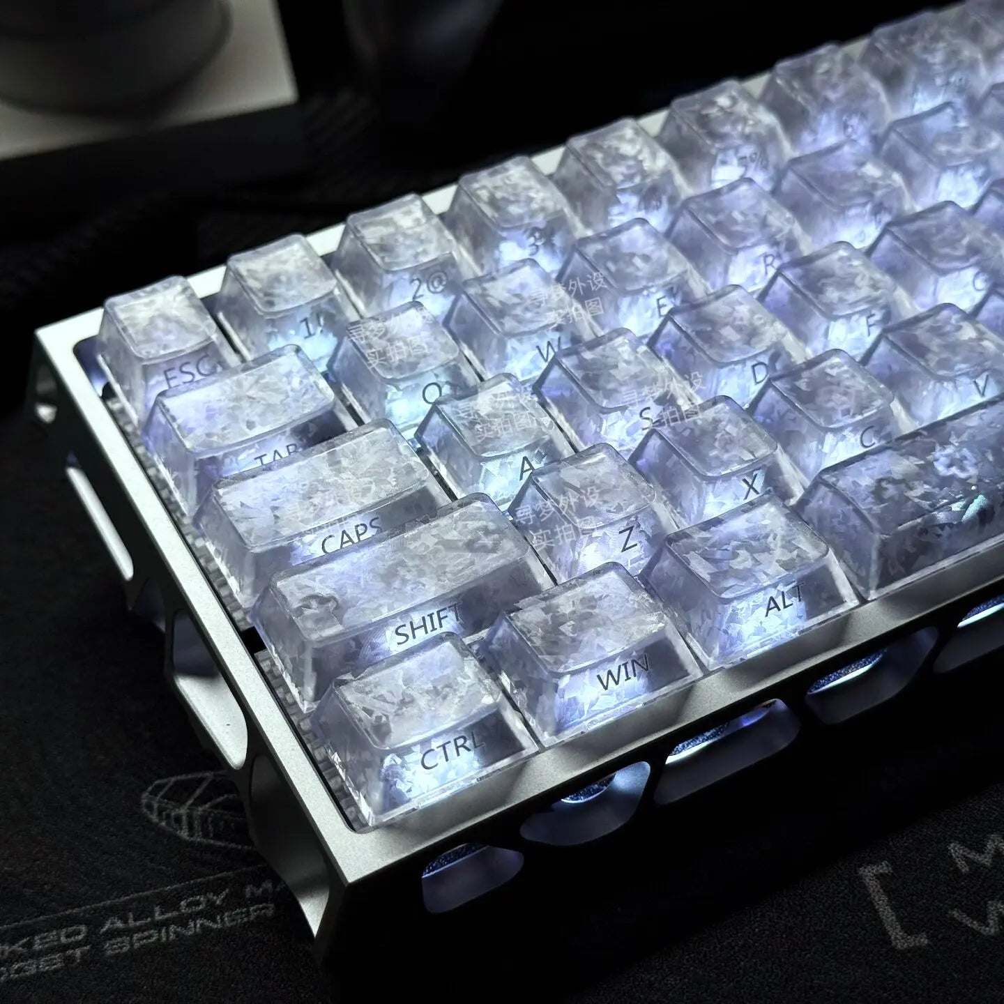 ICECARBON BLACKCARBON Forged Carbon Keycaps | Cherry Profile | Semi-Frosted | Side-Laser Engraved | 120 Keys