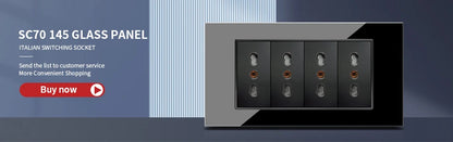 DELEFU Black Tempered Glass Wall Socket – USB Type-C Fast Charging Schuko & Italy