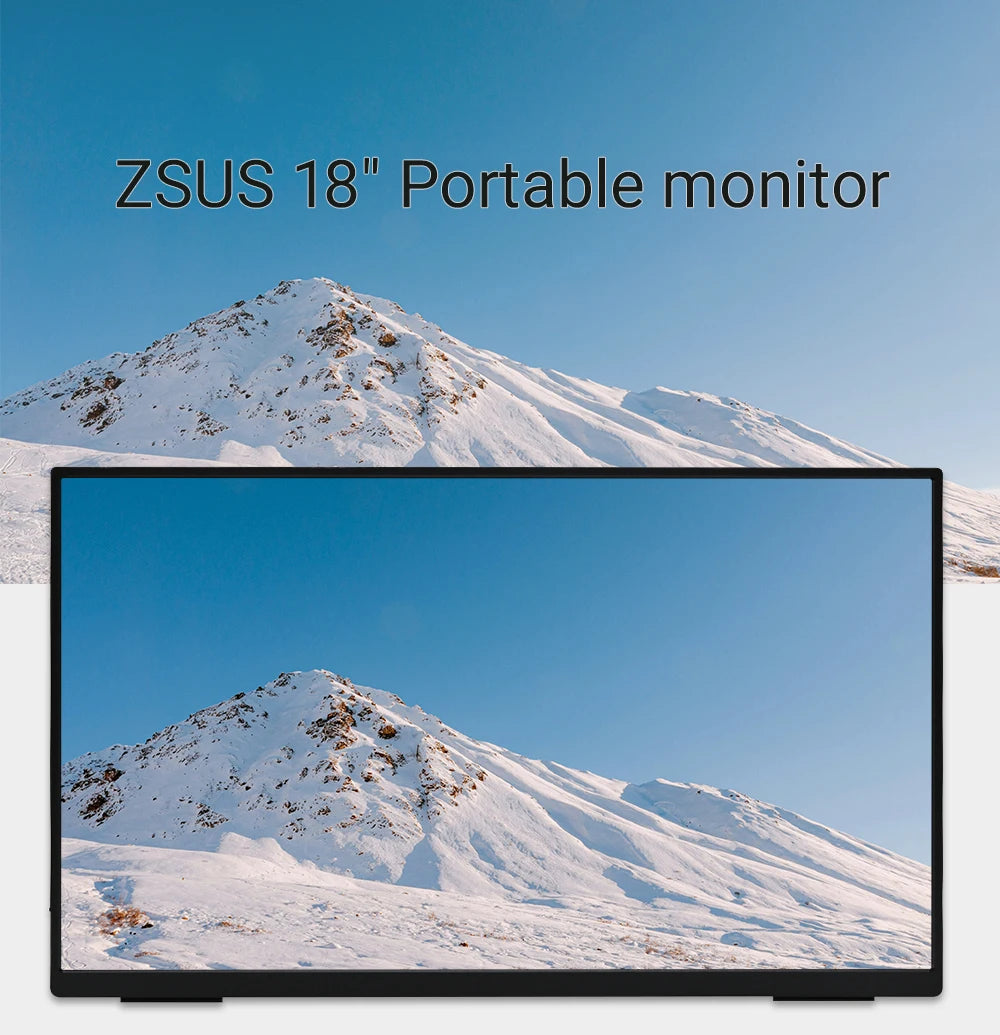 ZSUS 18-Inch 1080P 100Hz 100%sRGB Portable Monitor 16:9 HDR 350cd /M² For XBox PS4 / 5 Switch Cell Phone PC Loptop Extension