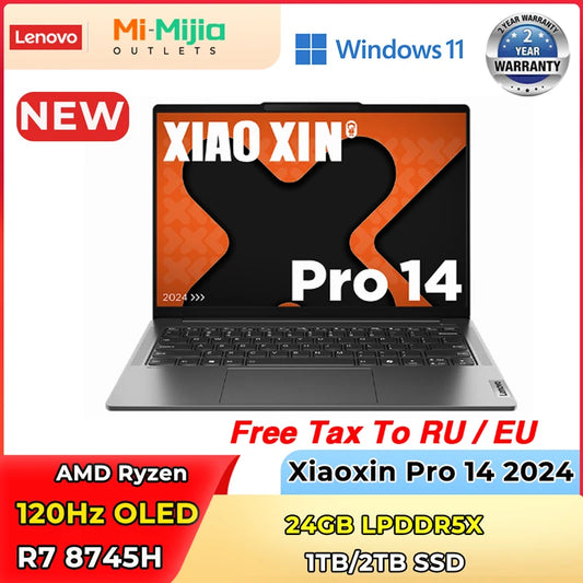 Lenovo Xiaoxin Pro 14 2024 – AMD Ryzen 7 8745H, 24GB DDR5, 1/2TB SSD, 14" 2.8K 120Hz, Windows 11