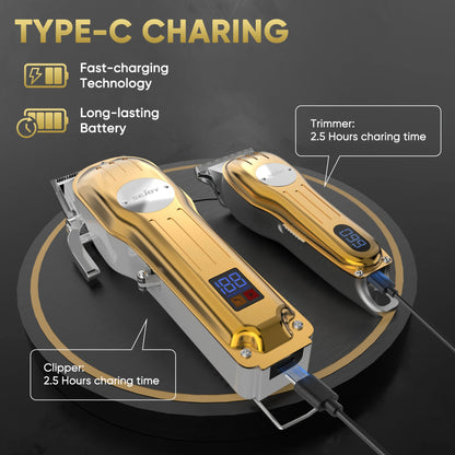 Sejoy Professional Hair Clipper Combo Kit | Cordless Rechargeable | Barber Haircut Machine