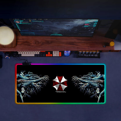 RGB LED Gaming Mouse Pad – Resident Evil Design, Glowing Rubber Mousepad for PC Gamer