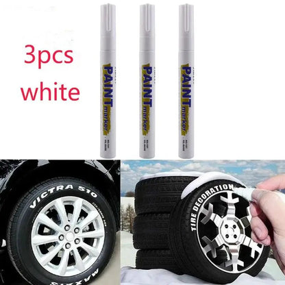 White Tyre Paint Pen Set | Waterproof Oil-Based Quick Dry Permanent Marker for Car Tyres (3pcs)