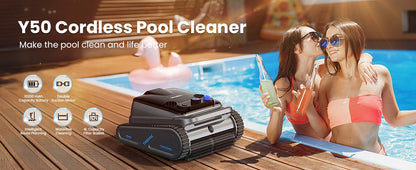 Cordless Robotic Pool Cleaner | 4 Motors, Wall & Waterline Cleaning, 300min Battery, Inground Pools