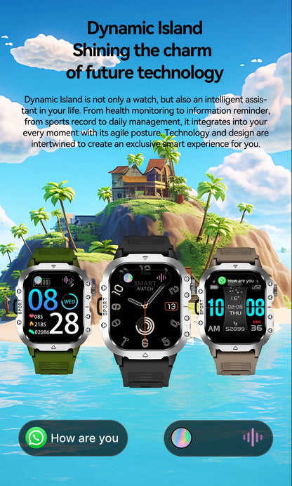 LAXASFIT Outdoor Smart Watch 2025 – 2.01" HD Screen, LED Flashlight, Bluetooth Voice Call