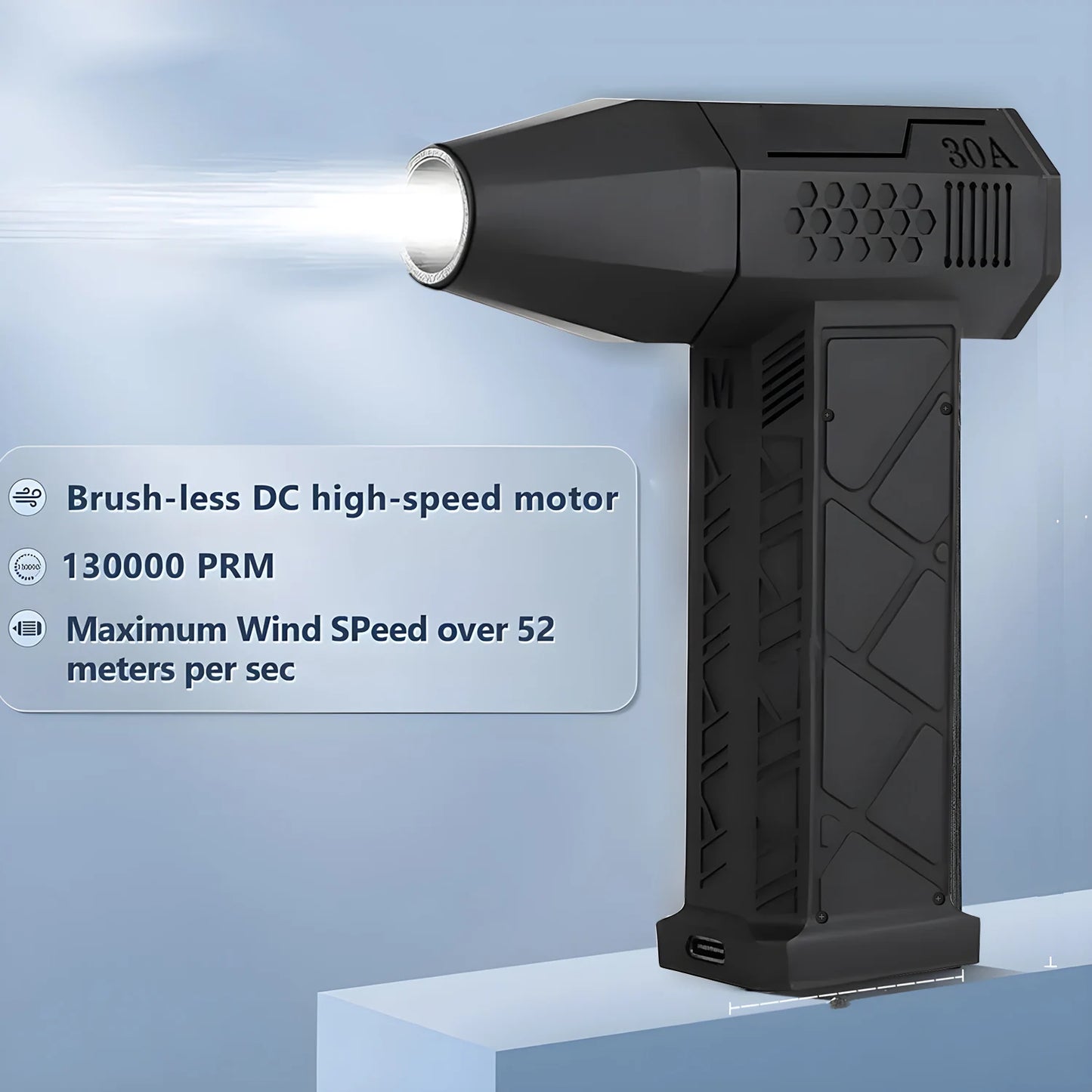 BESY S16 Electric Air Duster – 130,000RPM Brushless Motor, Handheld Turbo Fan for PC, Keyboard, Car