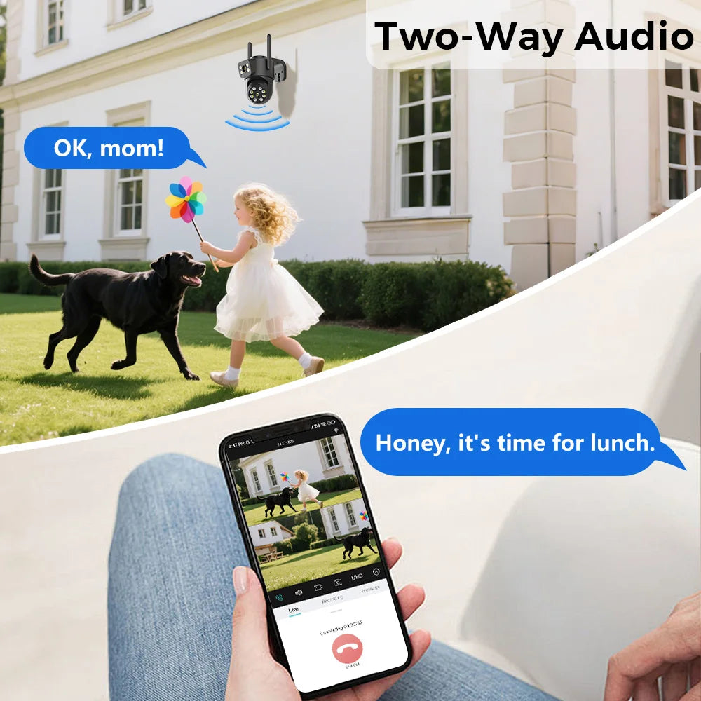 8MP 4K Dual Lens WiFi Security Camera – Night Vision, AI Detection