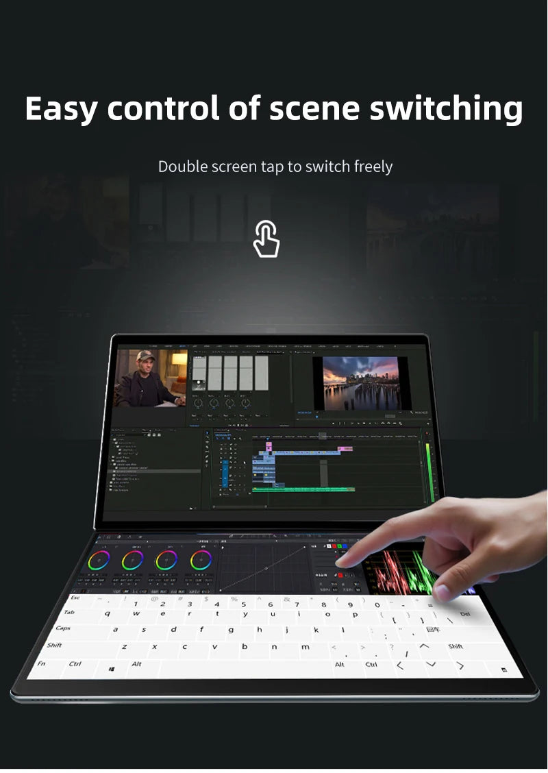 BYONE 13.5" Dual Screen 2-in-1 Touch Laptop | Intel N100 | 16GB DDR5 | Up to 2TB SSD | 2.5K UHD | 9000mAh | 180° Foldable