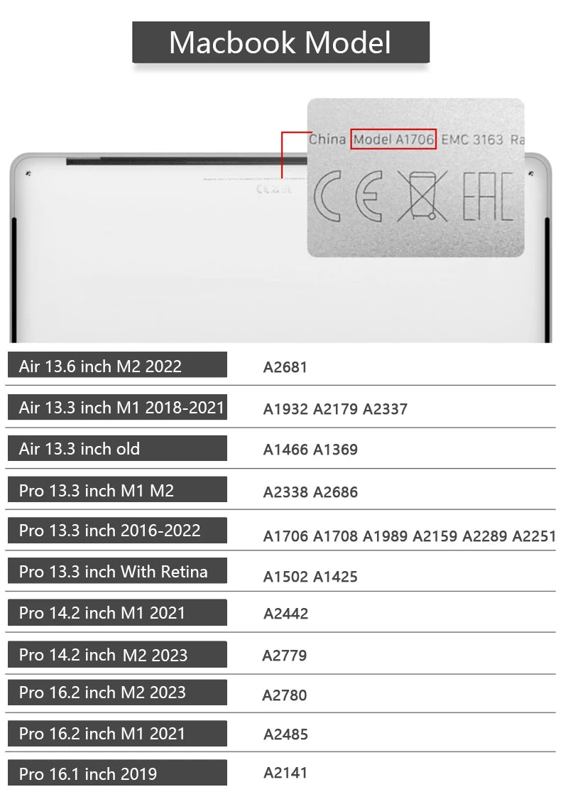 Anti-Scratch Waterproof Laptop Skin for MacBook Air 13 M1/M2, Pro 14/16 2021–2023 – PU Protector Film