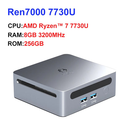 GenMachine Mini PC – AMD Ryzen 7 7730U, 8-Core, DDR4 3200MHz, 256/512GB SSD, WiFi 6, BT 5.2, Windows 11