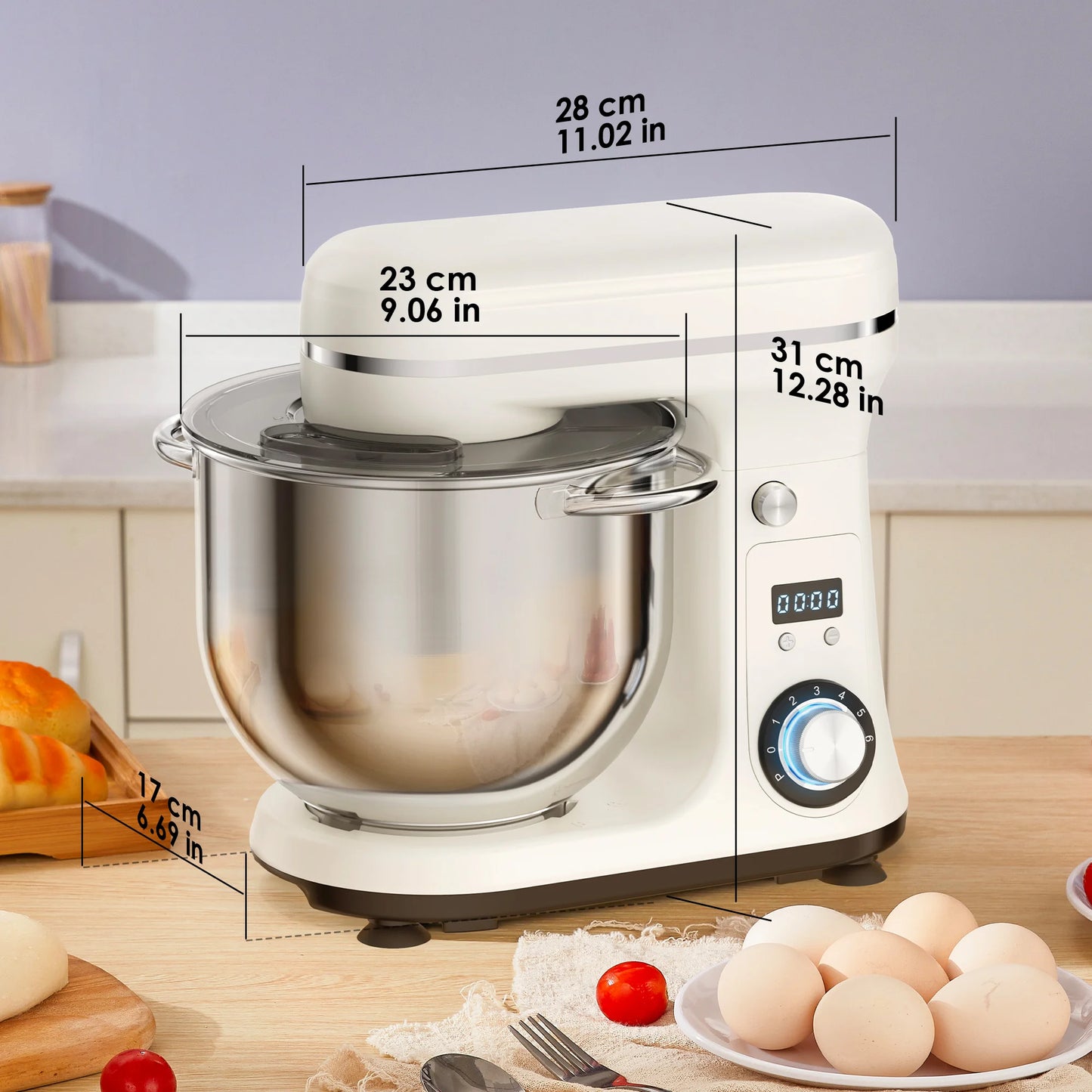 BioloMix BM601 1200W Kitchen Stand Mixer – 6L Stainless Bowl, 6-Speed, Quiet DC Motor