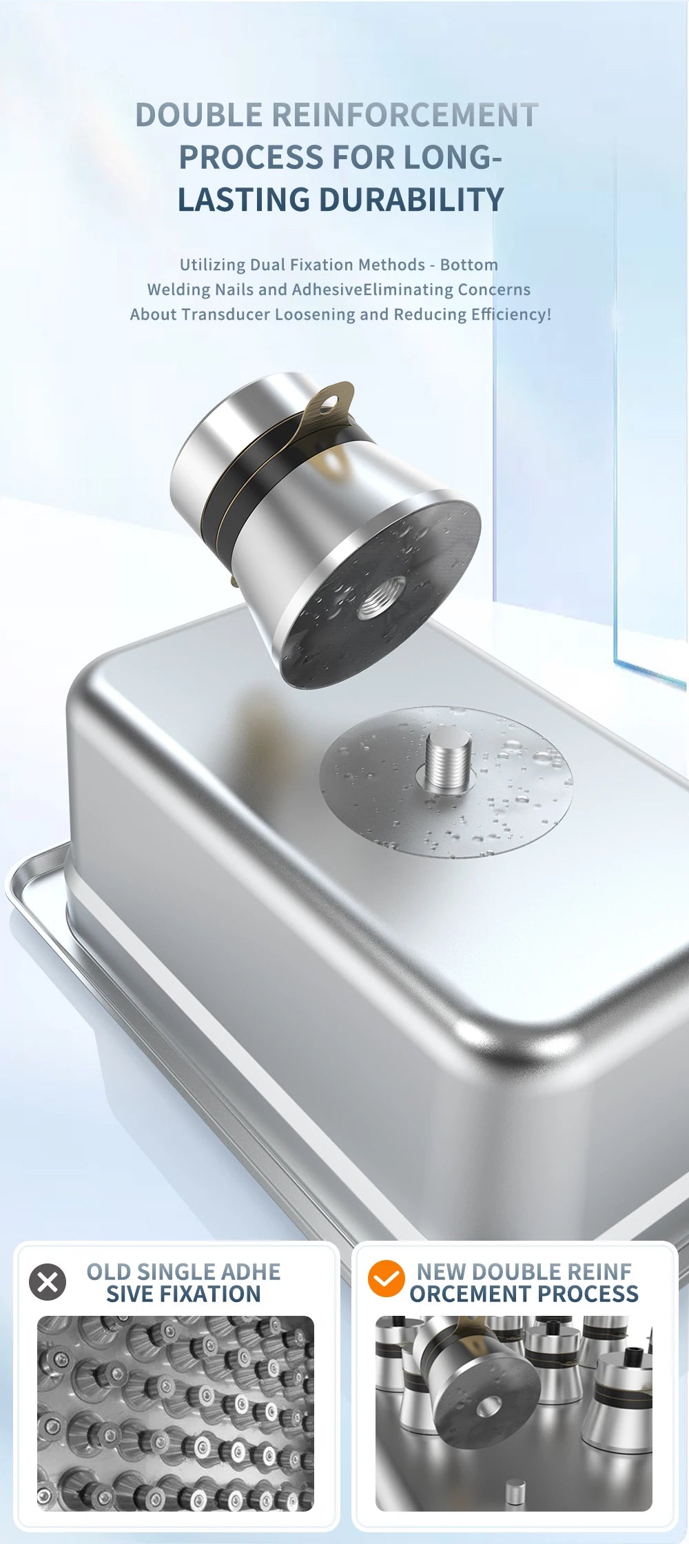 800ml Ultrasonic Cleaner 60W | EU Plug | Degas | 110V-220V | Watches & Jewelry