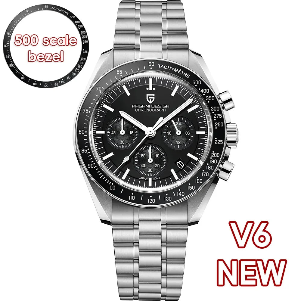 PAGANI DESIGN 1701 V5 Men's Luxury Quartz Chronograph Watch – AR Sapphire Glass, 100M Waterproof