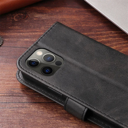 Leather iPhone 16 Plus zipper wallet case with card slots and magnetic stand, featuring a sleek design and durable construction.