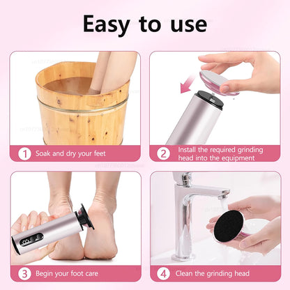 Electric Foot File Rechargeable – Pedicure Callus & Dead Skin Remover for Heels