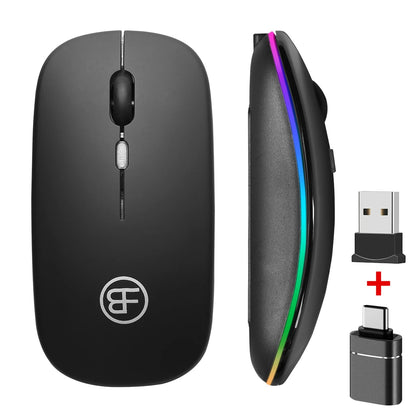 Wireless RGB Rechargeable Gaming Mouse — LED Backlit, Ergonomic, for Laptop & PC
