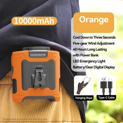 Portable Waist & Neck Fan 10000/20000mAh – 5-Speed with LED Light