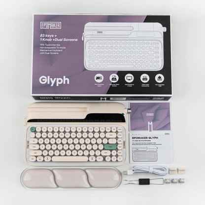 EPOMAKER Glyph 75% Mechanical Keyboard | Retro Typewriter | TFT Screen | Rotary Knob | Wired / 2.4GHz / BT