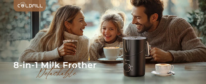 8-in-1 Electric Milk Frother & Steamer | 400ml | Hot & Cold Foam | Dishwasher Safe | Coffee Latte Cappuccino