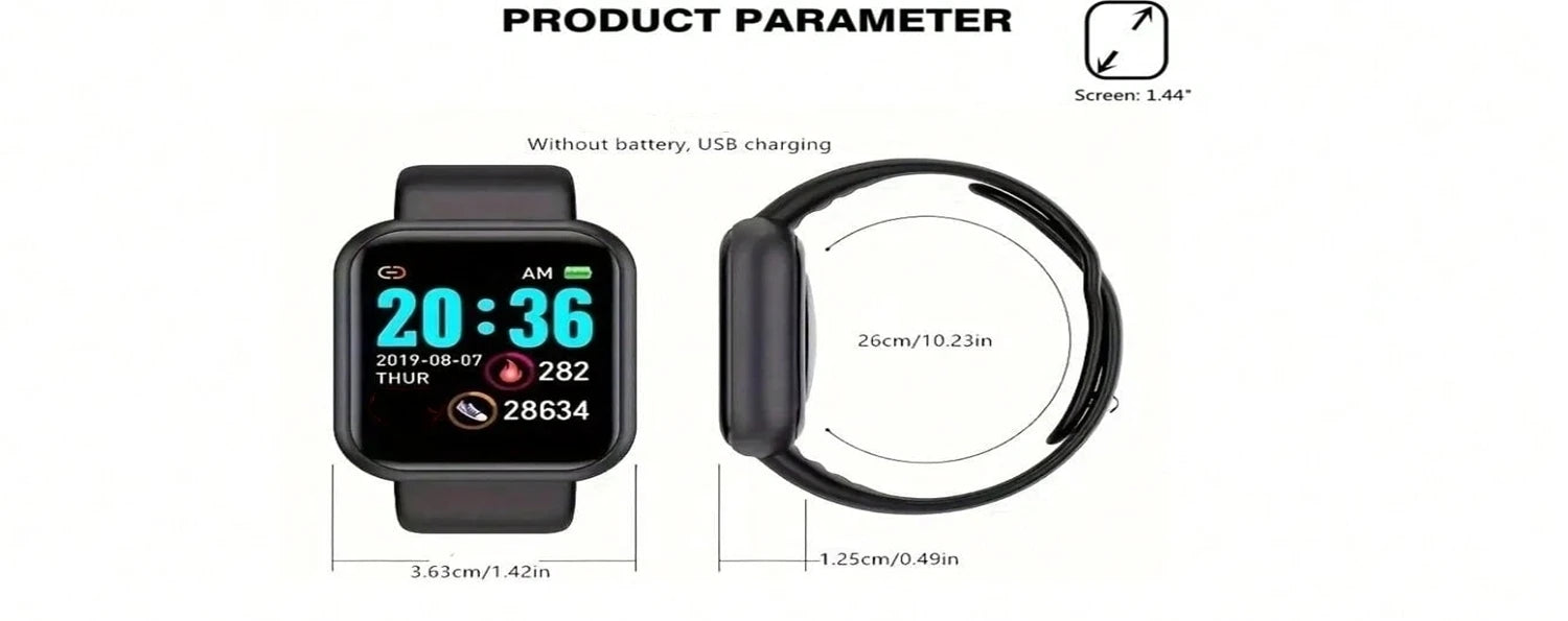 R.E.D. Shopping sports smartwatch for women and men with fitness tracker, sleep monitor, music control, alarm, and step counter.