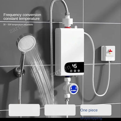 Portable R.E.D. 220V 4500W electric water heater for bathroom and kitchen, providing instant hot water for shower and home use.