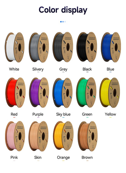 KINGROON PLA Filament 1.75mm – 5 or 10 Rolls, Mixed Colors, No Bubble