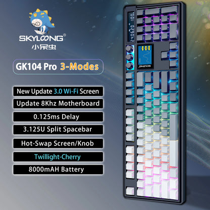SKYLOONG GK104 Pro Full-Size Wireless Mechanical Keyboard – 104 Key, Hot-Swap, RGB, Macro Knob