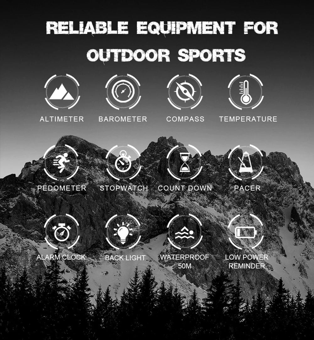 NORTH EDGE Military Smart Watch – Altimeter, Barometer, Thermometer, Compass, 50m Waterproof