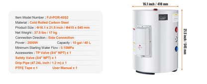 SucceBuy Electric Water Heater 40/70L – LED Display & IPX4 Waterproof