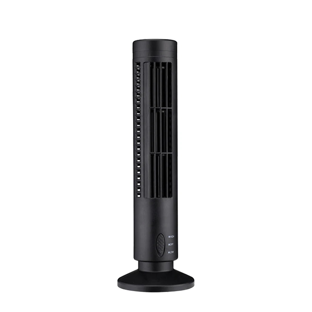 LED Bladeless Tower Fan — 90° Oscillating, USB Powered, Quiet, Desk Fan with Light, Home & Office