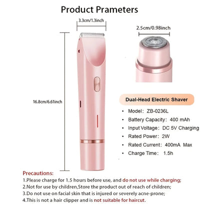 Women's Electric Hair Remover | Double Head Shaver, Private Area Trimmer, Valentine's & Christmas Gift