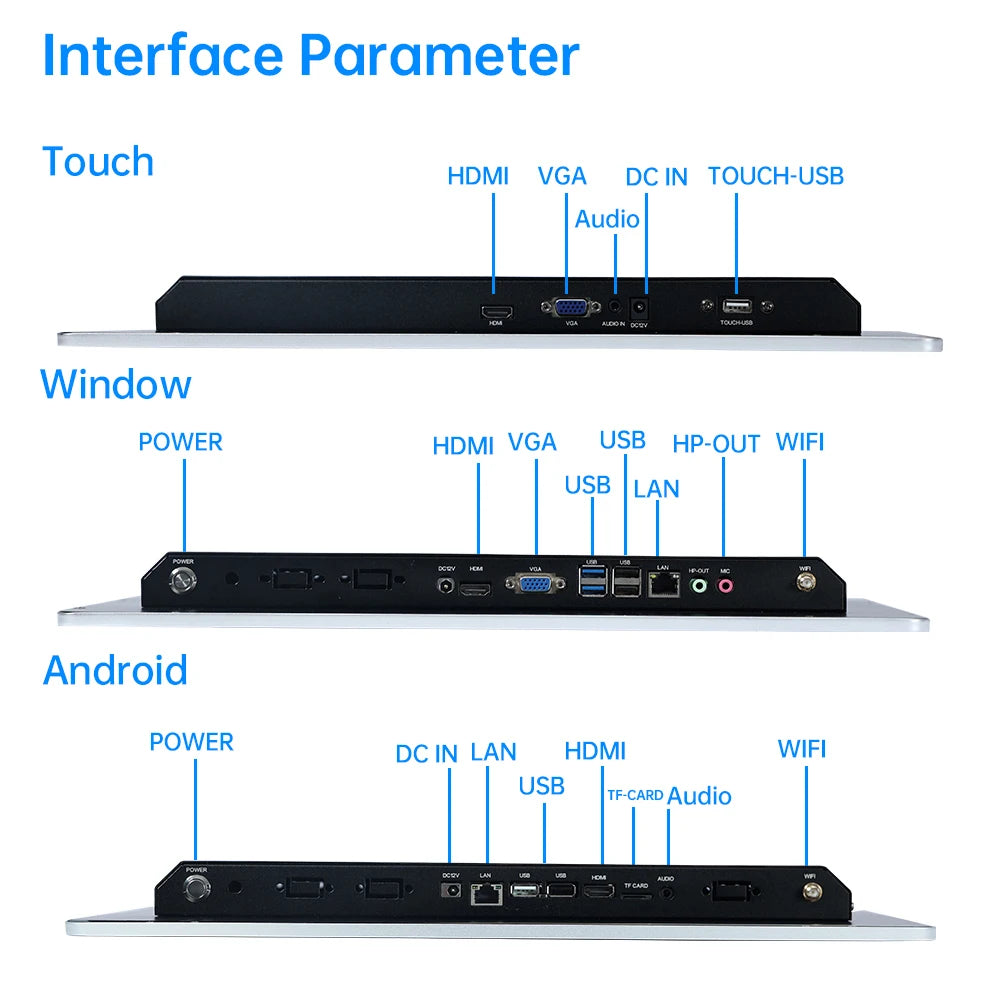 8-inch to 43-inch wall mount PCAP multi-touch all-in-one PC display by R.E.D. Shopping, featuring a sleek interactive touchscreen design.