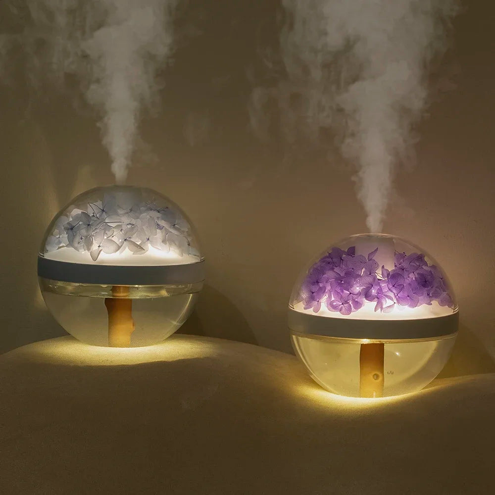 USB Rechargeable Air Humidifier 270ml — 800mAh Battery, Colour LED Light, Mist Maker, Flower Design