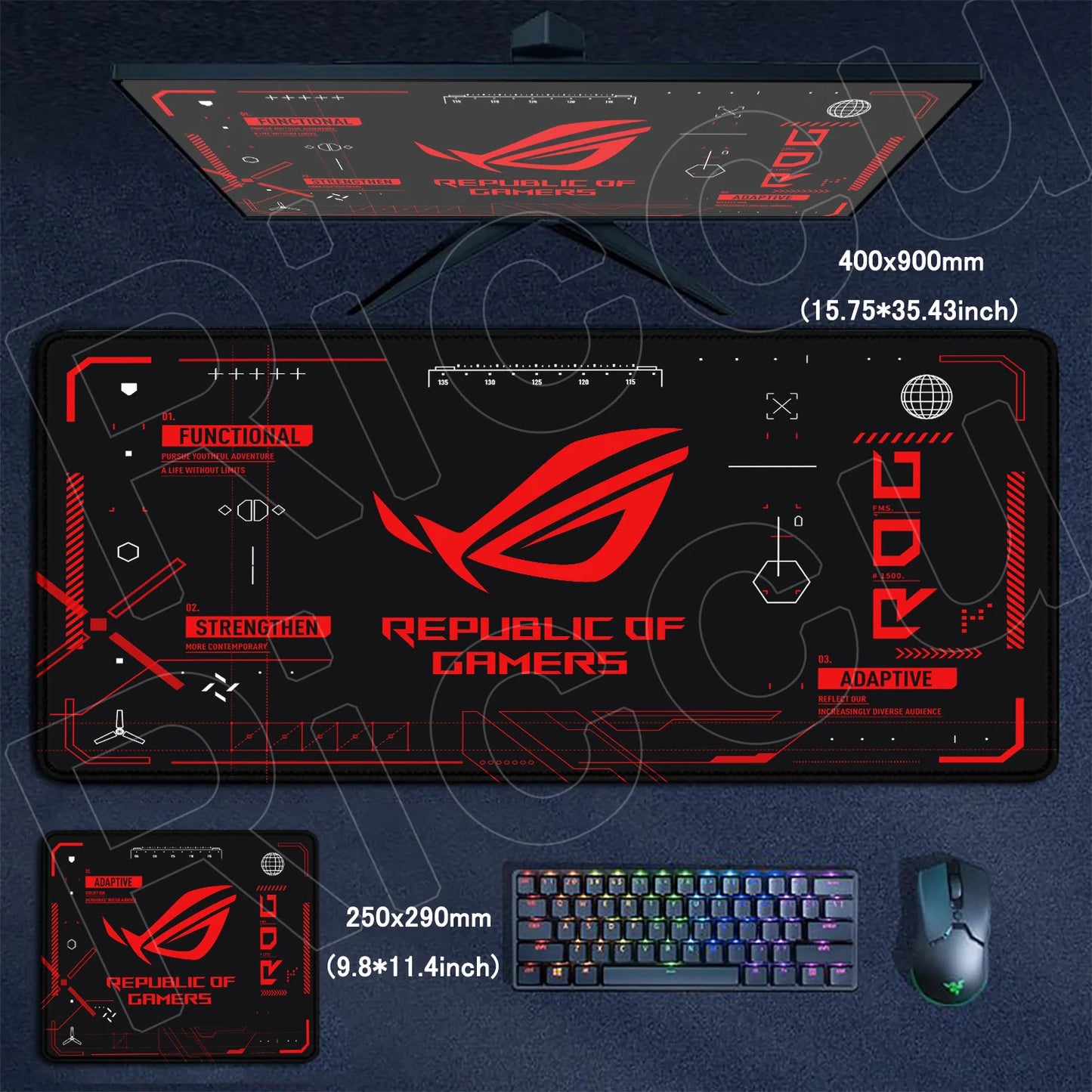 Black Anime XXL Gaming Mouse Pad – Lock Edge, HD Print, Anti-Slip Desk Mat, Multiple Sizes