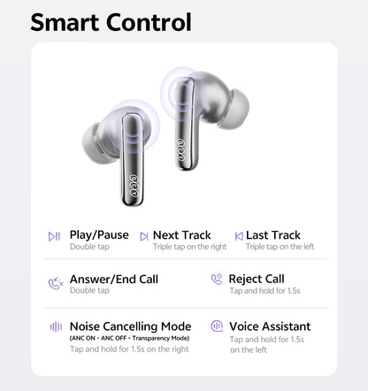 QCY MeloBuds N70 Wireless Earbuds – ANC, Bluetooth 6.0, LDAC, 50H, IPX5