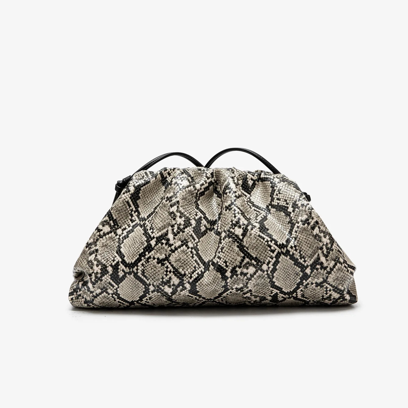 Ruched Snake Pattern Dumpling Shoulder Bag