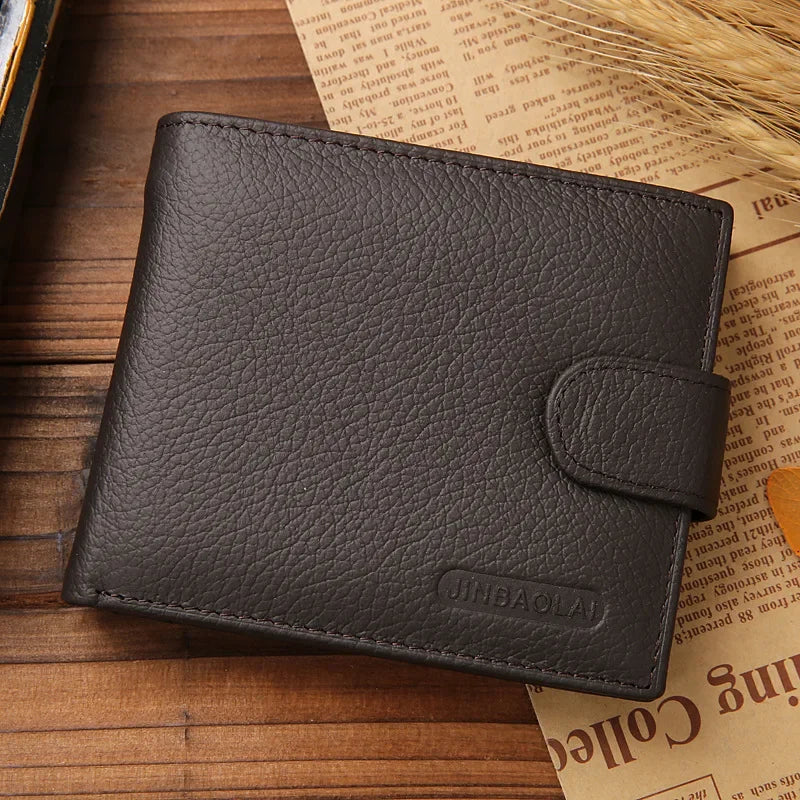 Genuine Cowhide Leather Men's Wallet – Short Bifold