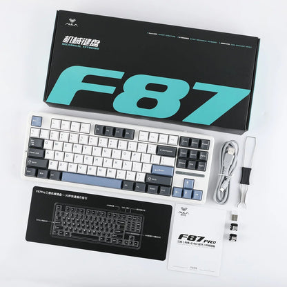 AULA F87 Pro Tri-mode Mechanical Keyboard – 8000mAh, Hot-Swap, RGB, PBT, Gasket Mount