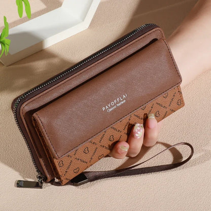 Men's PU Leather Wallet with Zipper - Multi-Slot Card Holder & Organizer