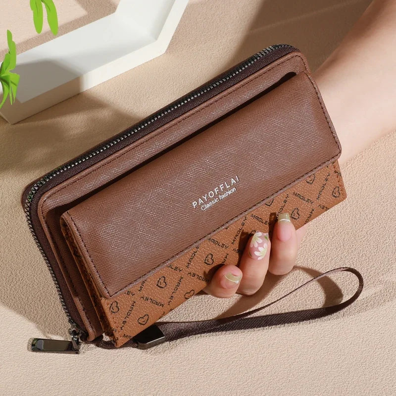 Men's PU Leather Wallet with Zipper - Multi-Slot Card Holder & Organizer