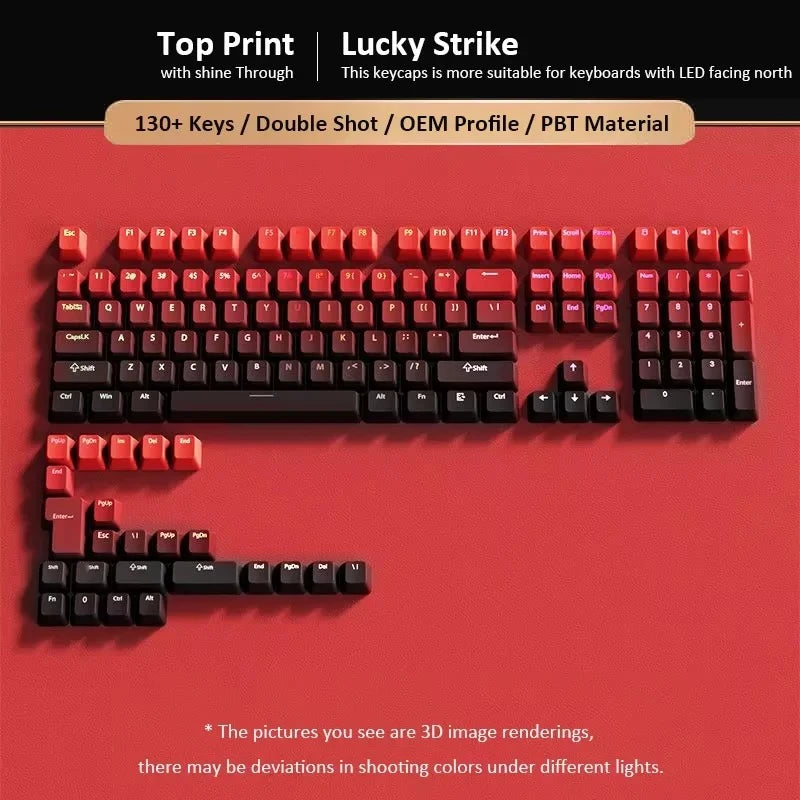 Cherry Profile PBT Keycaps 133+ Keys – White Side-Printed Shine-Through for MX Switches