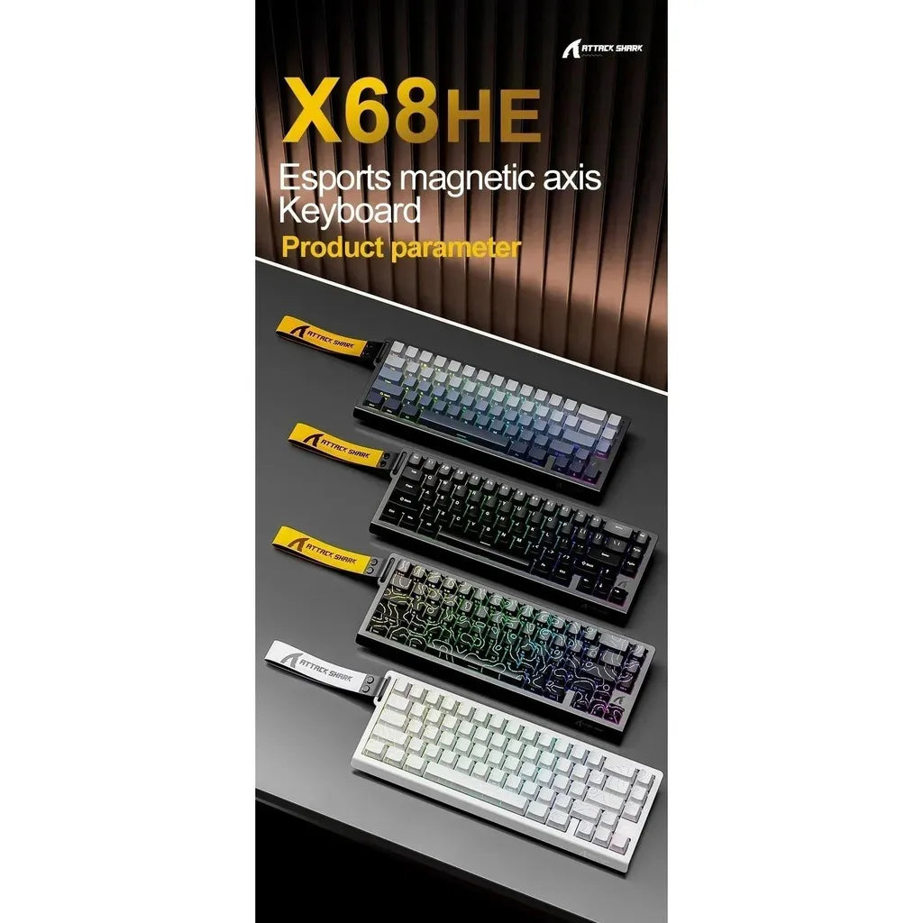 Attack Shark X68 HE Gaming Keyboard – Magnetic Hall Effect, 0.01mm Rapid Trigger, 8000Hz, 68-Key