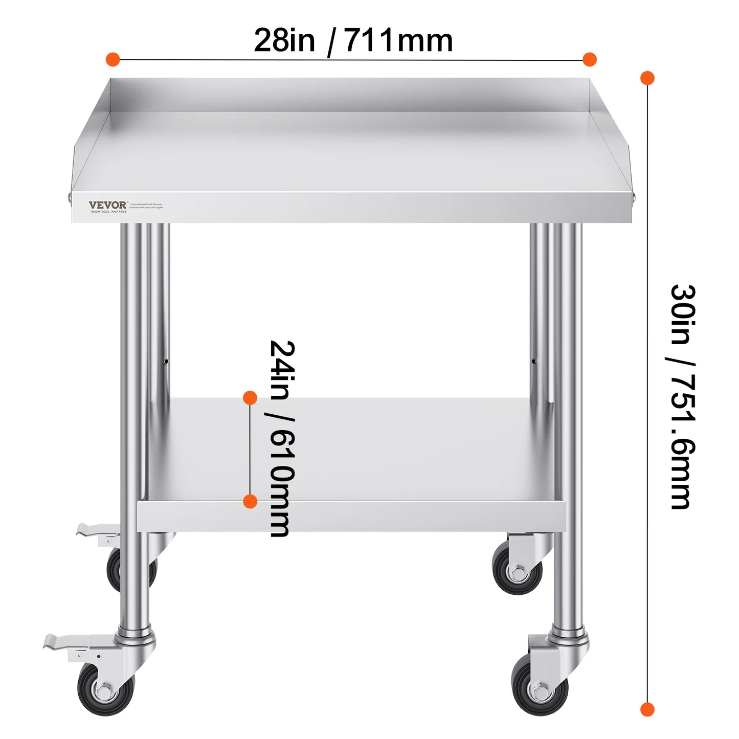 SucceBuy Commercial Work Table v2 | Stainless Steel, 4 Wheels, Heavy Duty Food Prep Worktable