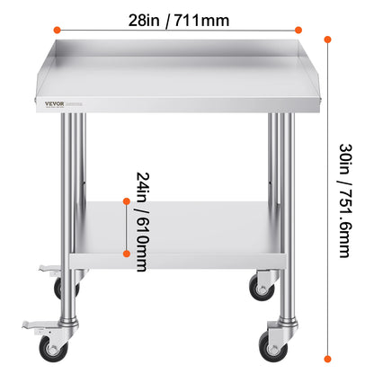 SucceBuy Commercial Work Table v2 | Stainless Steel, 4 Wheels, Heavy Duty Food Prep Worktable